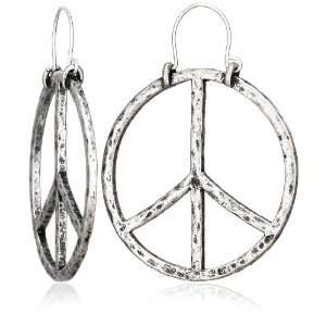  Lucky Brand Peace Sign Silver Tone Earrings Jewelry
