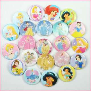   Princess Pins Buttons Badges for Girls Birthday Favors Gifts  