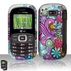 LG Octane VN530 (Verizon) Blue Purple Flowers on Silver Premium Phone 