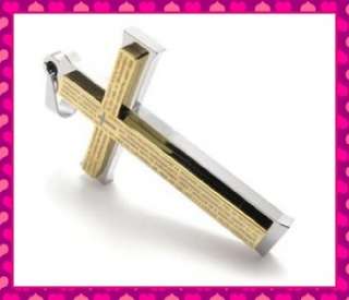 Stainless Steel Cross Gold Silver Black Charm Necklace  