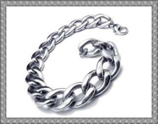 Stainless Steel Cuban Curb Polished Link Chain Bracelet Chunky Free 