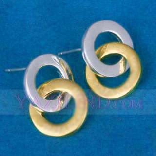 Stainless steel golden circles stud dangle lovely earrings charming 