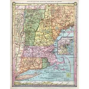  Monteith 1885 Antique Map of New England