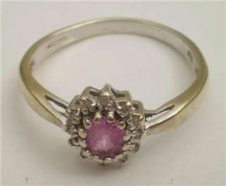 VINTAGE PINK SAPPHIRE AND DIAMOND CLUSTER RING  