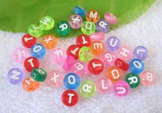 3400 Mixed colour flat round alphabet beads W18701  