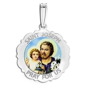  Saint Joseph Scalloped Medal Color Jewelry