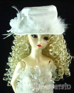 Super Dollfie SD/SD13 White Fur Flower Fedora Hat  