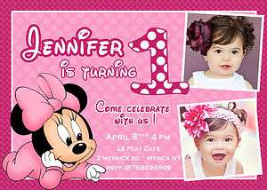 Baby Minnie Mouse Birthday Party Invitation YOU PRINT  
