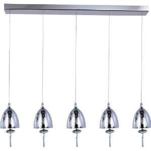 Chute Collection 5 Light 34 Polished Chrome Linear Pendant and Mirror 