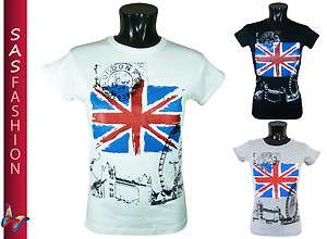 Womens LONDON UNION JACK ICONIC Souvenir ny Tshirt Top  