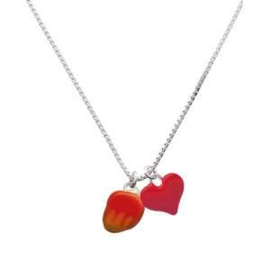  3 D Enamel Mango and Red Heart Charm Necklace Jewelry