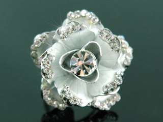 3D Rose Ring use Swarovski Crystal SR044 w/ Gift Box  