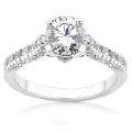 18k White Gold 1 3/8ct TDW Certified Diamond Engagement Ring (G H, SI2 