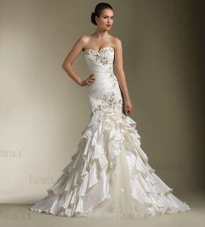   Ivory Lace Mermaid Bridal Wedding Dresses Gowns Size 4 6 8 10 12 14 16