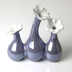 Porcelain Pearl Periwinkle Flower Vase  
