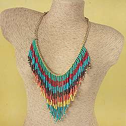 Handcrafted Multi strand Colorful Cascades Necklace (India 