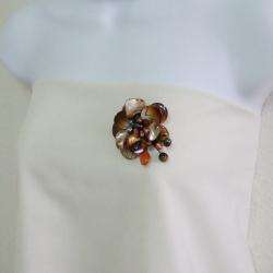  Pearl and Pearl Zebra Floral Brooch (3 9 mm)(Thailand)  