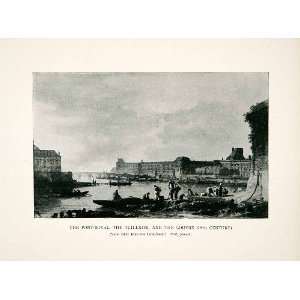 1907 Print Pont Royal Tuileries Louvre Paris France Cityscape Waterway 