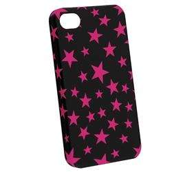 Slim Fit Rubber Coated Pink Star Case for Apple iPhone 4   