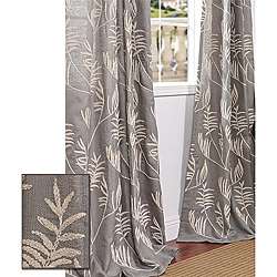   Crewel Embroidered Faux Linen 96 inch Curtain Panel  