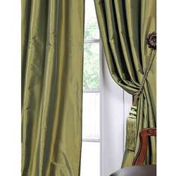   Green Solid Faux Silk Taffeta 84 inch Curtain Panel  