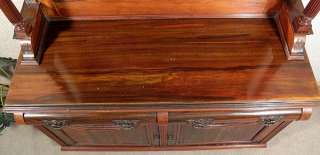 ANTIQUE English WALNUT Carved BUFFET Sideboard SERVER w/ Mirror c1890 