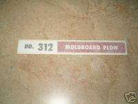 INTERNATIONAL NO. 312, MOLDBOARD PLOW , VINYL DECAL  