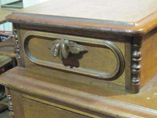 Antique Walnut Chiffonier Chest Of Drawers w Wood Pulls  
