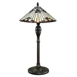   Light 25 Antique Bronze Table Lamp with Tiffany Glass Shade LS 3212