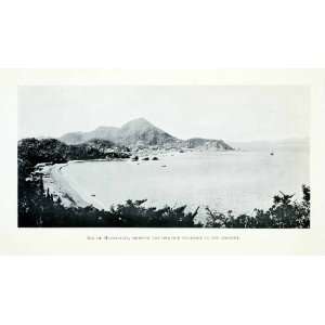 1907 Print Mexico Manzanillo Bay Harbor Ocean Beach Shore Mountains 