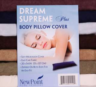 NEW DREAM SUPREME MICROSUEDE ZIPPERED BODY PILLOW COVER  