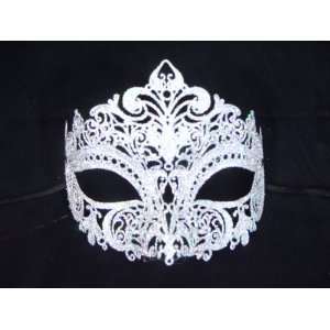 Silver Glitter Metallo Colore Laser Cut Metal Venetian Masquerade Mask