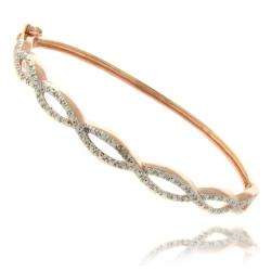 Fusion Rose Gold Overlay Diamond Accent Infinity Bangle Bracelet 
