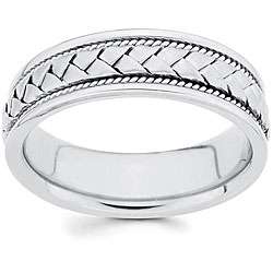   White Gold 6 mm Hand braided Comfort fit Wedding Band  