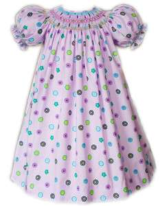 Baby Lavender Button Bishop Smocked Dress 9 mos 17107  