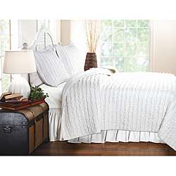 White Ruffle Twin size Quilt Set  