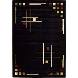 Hand woven Soho Collection Black Cotton Rug (52 x 76)   