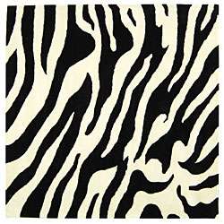   Zebra Wave White/ Black N. Z. Wool Rug (6 Square)  
