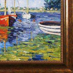 Monet Red Boats at Argenteuil Hand painted Framed Canvas Art 