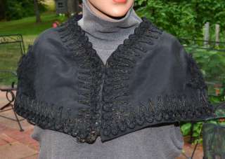 antique 19th c capelet collar womens lace Civil War Era  