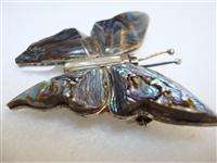 MEXICO MARKED STERLING SILVER ABALONE AND MOP BUTTERFLY PIN