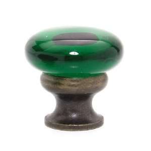 Mushroom Glass Knob Emerald Green 1 1/4