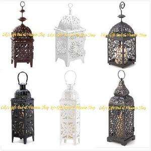 Moroccan CANDLE LANTERNS Medallion Scrollwork BLACK, WHITE Choose From 