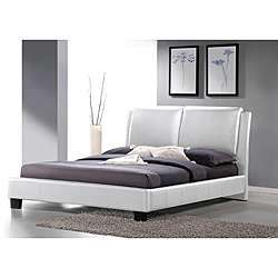   White Modern Queen size Bed with Overstuffed Headboard  