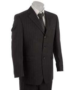 Sean John Mens Charcoal Stripe Wool Suit  