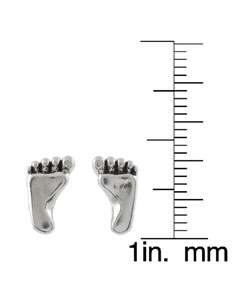 Sterling Silver Footprint Stud Earrings  