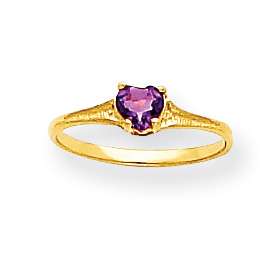 New 14k Gold Amethyst Heart Childrens Polished Ring Available in 