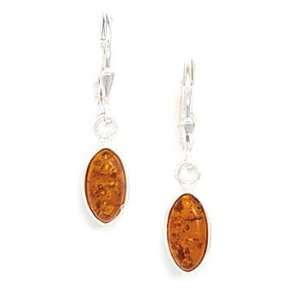  Marquise Cognac Amber Lever Back Earrings Jewelry