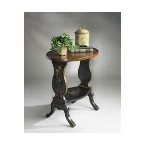    Butler Cherry and Hand Painted Accent Table Furniture & Decor