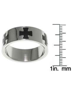 Stainless Steel Black Maltese Cross Ring  